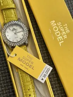 ［ジャンク品］THE SUPER MODEL イエローレザー腕時計