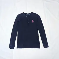 【RALPH LAUREN】ビッグポニー刺繍ヘンリーネックロンT　ネイビーのサムネイル