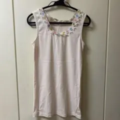 AS KNOW AS PINKY レースタンクトップ ベージュ　キャミソール　花のサムネイル