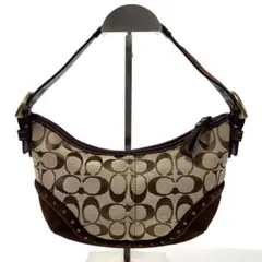 【美品】COACH シグネチャー ワンショルダーバッグ スタッズ ブラウン