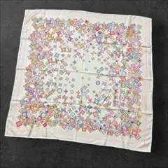 LOUIS VUITTON ホワイト マルチカラー シルク スカーフ