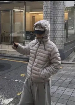 Ultra Light Down Hooded Jacket white y2k