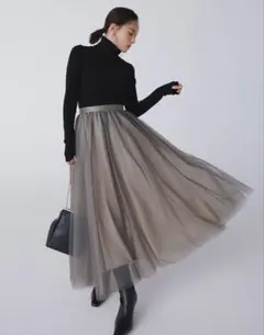 Anuans シアーボリュームチュールスカート/チャコットグレー