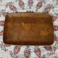 レザートレイ　インテリアトレイ 天然木加工品　レザークラフト