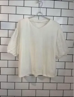 【any SiS】 半袖 カットソー レース袖 ホワイト！のサムネイル