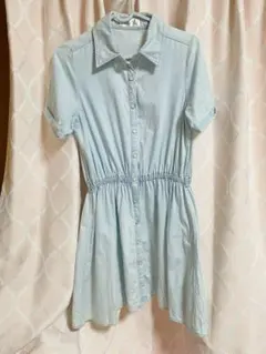 【美品】INGNI系　半袖ダンガリーシャツワンピース　Mサイズ　デニム　しまむら