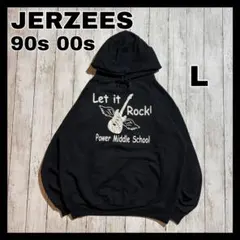 JERZEES 90s 00s スウェットパーカー　プリント　ブラック　L
