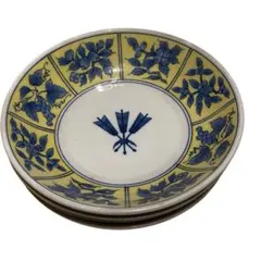 【美品】たち吉 矢羽根文様 青黄小皿 4枚セット - 和食を彩る縁起の良い器