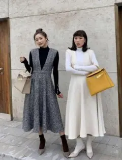 【美品】BirthdayBash ヘリンボーン ワンピース ジャンパースカート