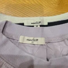 ストライプと薄ピンク(薄紫)の半袖Tシャツ M