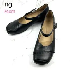 【美品】ing 2wayストラップ パンプス 24 ブラック