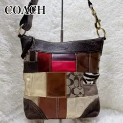 美品 保存袋付 COACH コーチ ショルダーバッグ パッチワーク 肩がけ
