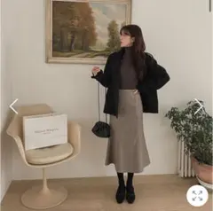 タイトスカート 厚手 ブラウン