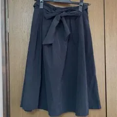 ネイビースカート　リボン付きフレアスカート 36 ネイビー　ロペピクニック
