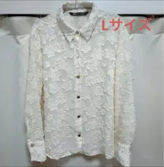 ZARA レースシャツ　ブラウス　Lサイズ