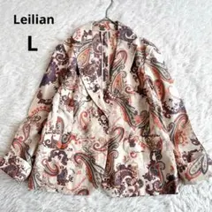 レリアン 総柄 ペイズリー テーラードジャケット コットンリネン混 L ベージュ