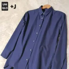 極美品★UNIQLO +J スーピマコットンオーバーサイズシャツ ネイビー