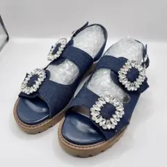【美品】DIANA ダイアナ ダブルビジュー デニムサンダル Lサイズのサムネイル