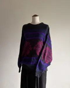 90s "薔薇" Design Jacquard Acrylic Knitのサムネイル