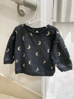 月模様 ダークグレー トレーナー 1-2Y