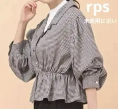 rps 多種ボタン開衿ペプラムチェックブラウス
