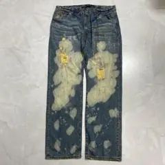 大きいサイズ　00s y2k ROCAWEAR ダメージデニム　ペイント加工のサムネイル