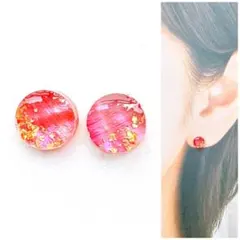 レッド7mmサークルピアス/イヤリング