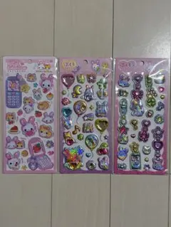 新品　ふわふわらびちゃん平成ハッピーフォン　ぷくキラチャーム3点セット