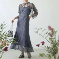 アサクラ　ボレロレイヤードレースドレス　総レース　S 結婚式　パーティードレス