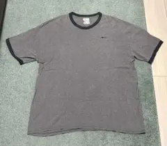 希少！USA製 90s NIKE リンガーTシャツ 刺繍ロゴ ダークグリーンXL