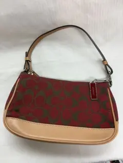 【美品】コーチ　シグネチャーアクセサリーポーチ　6094 赤