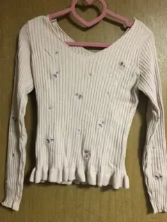 総刺繍リブトップス