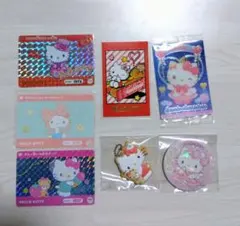 【7個セット】ハローキティ　缶バッチ　キーホルダー　カード　ウエハース