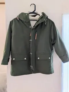 フード付きコート　140　オリーブ　2WAY　マウンテンパーカー