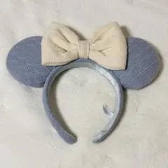 ディズニーカチューシャ　ミニーカチューシャ　ニット 水色