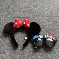 ミニーカチューシャ ディズニーランド　シー　➕おまけサングラス