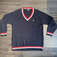 Polo Sport ネイビー Vネックニット L