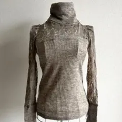 〜ニット　レースタートルネック ベージュ〜