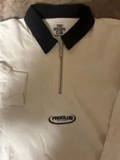 FRO CLUB ホワイト ブラック ジップアップポロシャツ