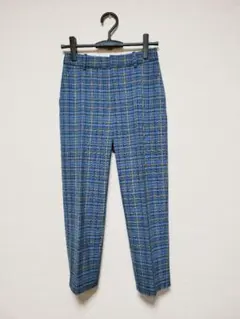 美品　1_OF MINE　スティックパンツ　チェック柄　36　ブルー系