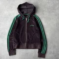 16406 アディダス 刺繍ロゴ ベロアパーカー フルジップ