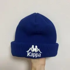 Kappa ニット帽 青色 ロゴ刺繍