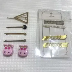 ウサギ型ヘアクリップ　ゴールド シルバーヘアピンセットchica 三角 月