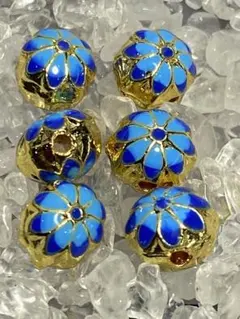 伝統工芸　チベット　七宝焼き　お花　６点セット　約8×7ミリ