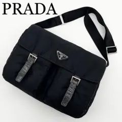 PRADA ショルダーバッグ　三角ロゴ　テスート　ナイロン　レザー　ブラックのサムネイル