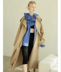 MilaOwen 共ベルト付肩章デザイントレンチコート