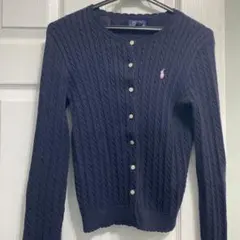 Polo Ralph Lauren ネイビー カーディガン ロゴ ピンク