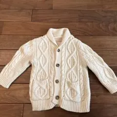 petit main ケーブル編みカーディガン Sアイボリー