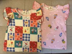 【3日間限定】アンパンマン フリル袖　総柄Tシャツ トップス2枚セット