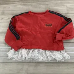 フリル付きトレーナー　赤　ライン